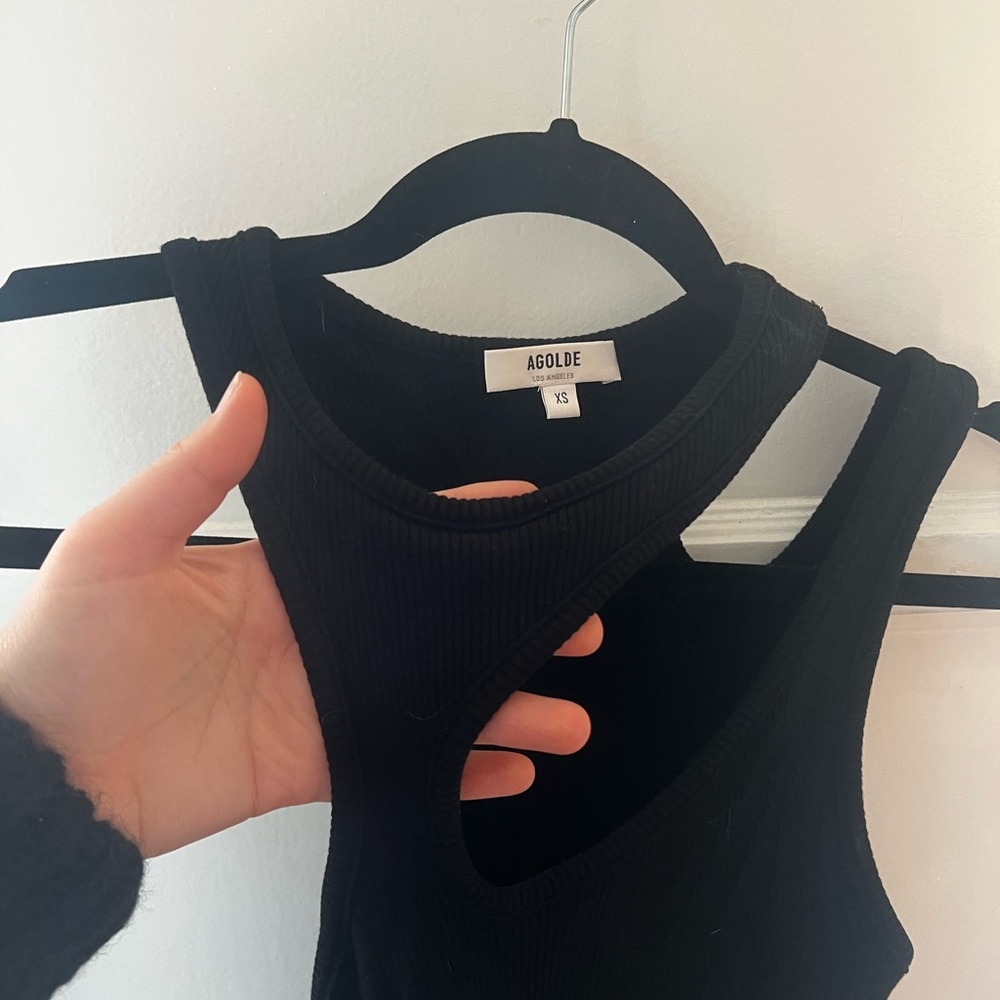 Agolde black asymmetrical tank